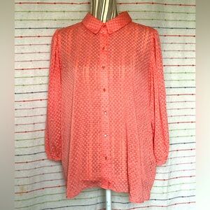 Nanette Lepore 3/4 sleeved Coral Button-Up Blouse